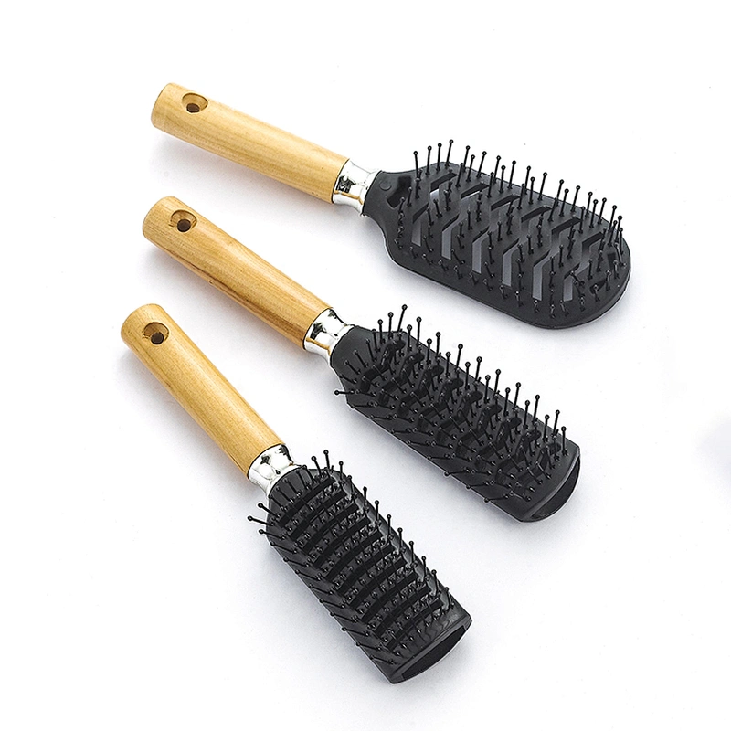 Custom wood styling brush hairdresser hair dryer plastic massage brush