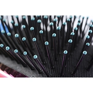 Plastic rainbow black ball tip cushion soft touch detangling hair brush customized paddle hair brush for women