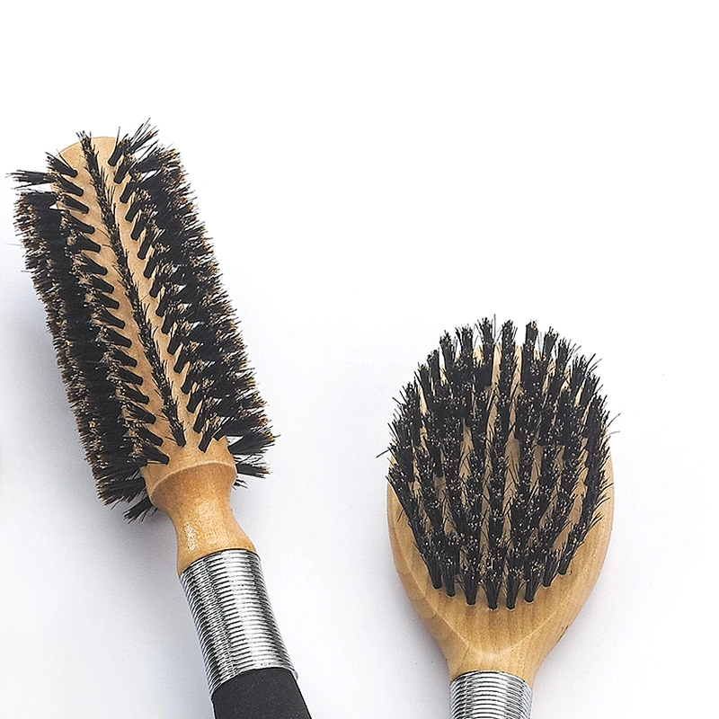 Custom Hairdresser Wood Styling Brush Wood Massage Brush Bristle Brush