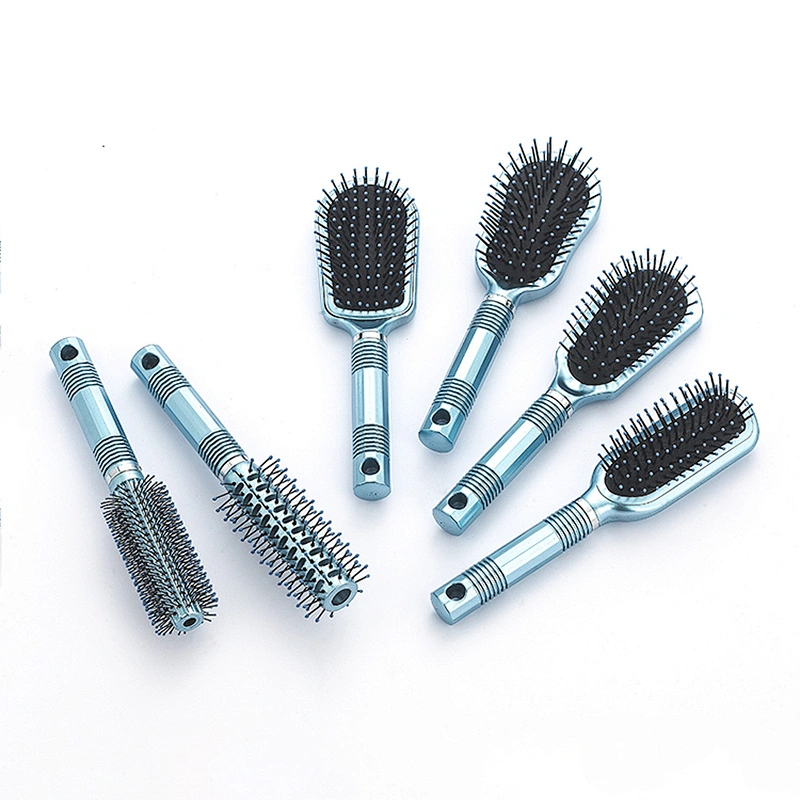 Blue plastic massage hair brush wholesale custom oval paddle brush hair dryer brush