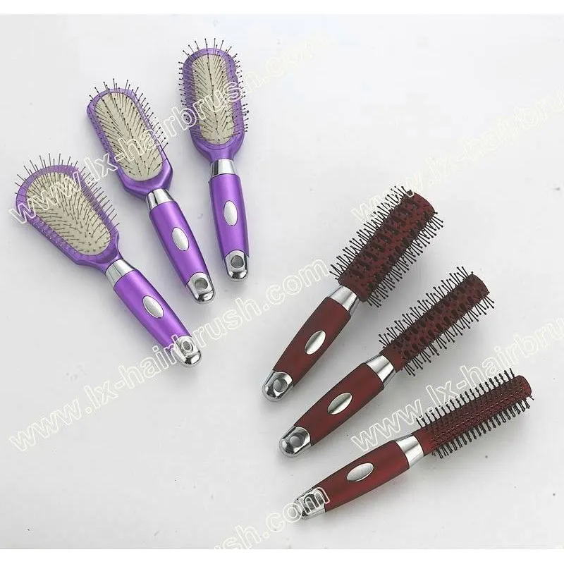 L-T handle plastic cushion/round hair brush,hair brush set