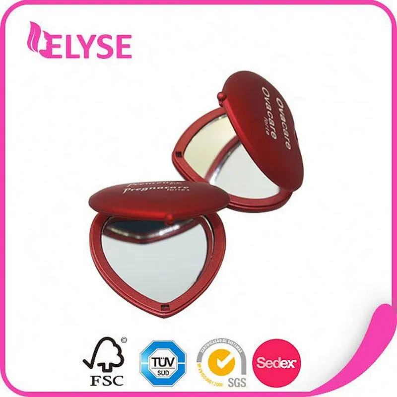 Professional new style heart shaped hand fashionable mini makeup pocket mirror cheap