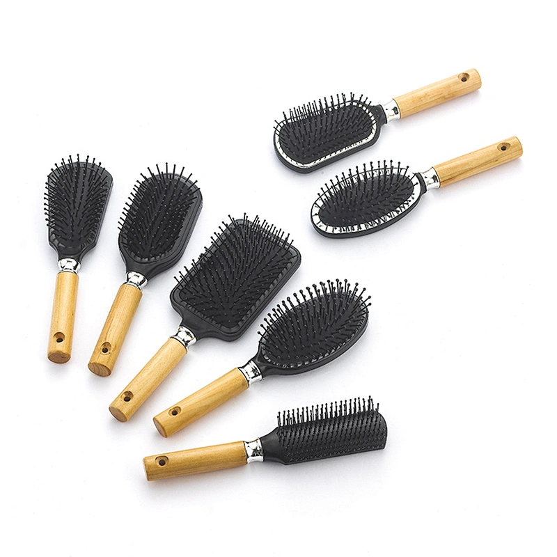 Custom wood styling brush hairdresser hair dryer plastic massage brush
