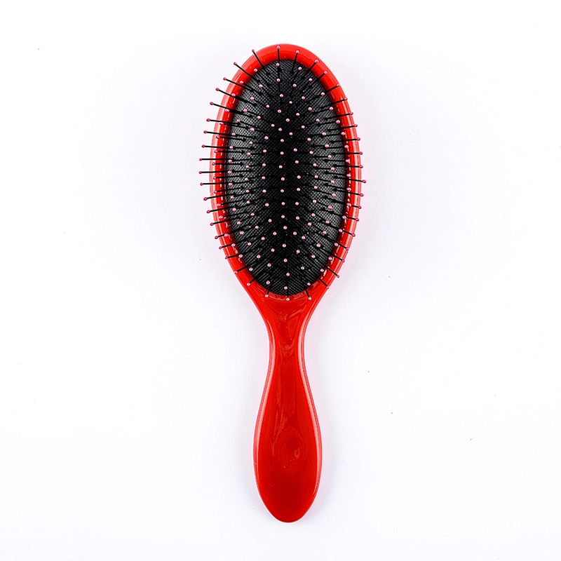 Quality Massage Paddle Nylon Ball Tipped Bristles 22.5cm Air Cushion Plastic Hairbrush with Black Cushion