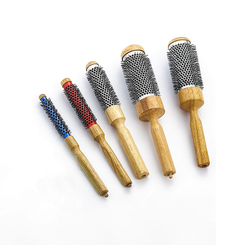 Custom round handle hair brush aluminum tube ventilation brush hair dryer styling brush curly brush