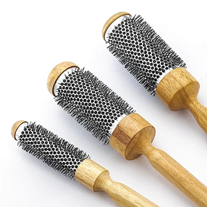 Custom round handle hair brush aluminum tube ventilation brush hair dryer styling brush curly brush