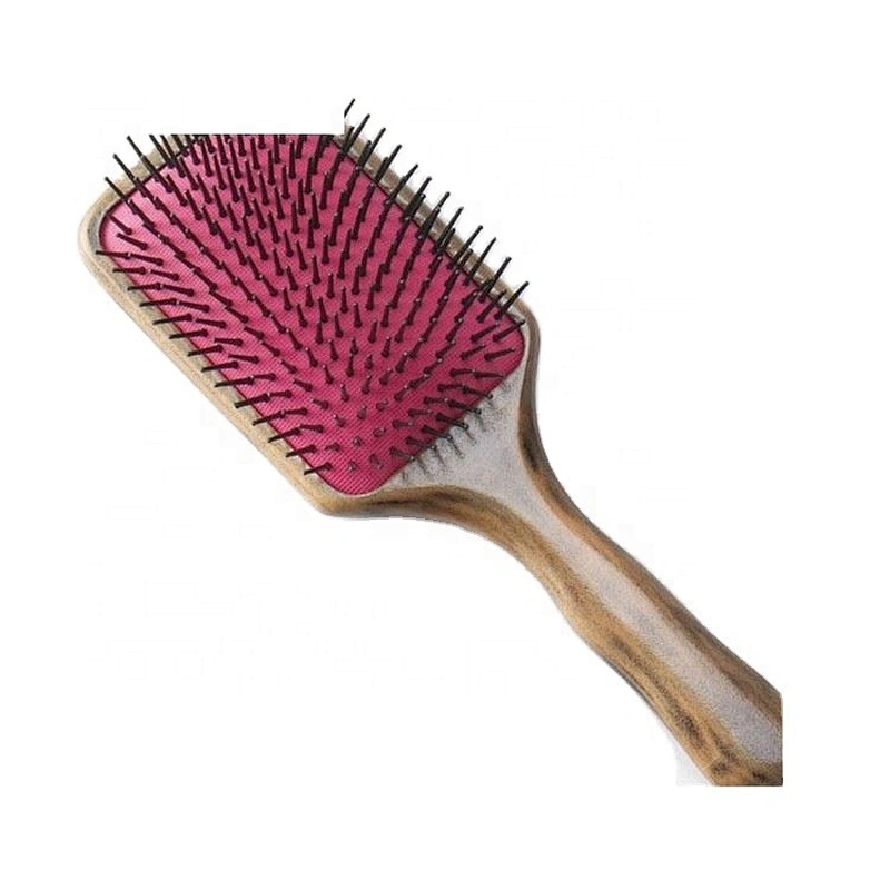 Wooden paddle hair brush
