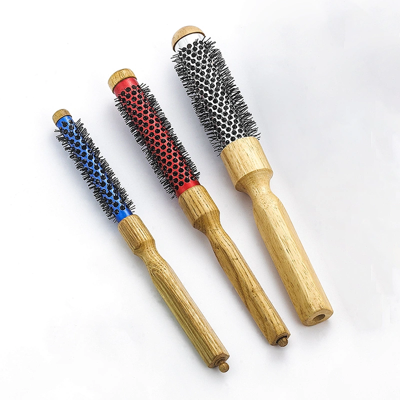 Custom round handle hair brush aluminum tube ventilation brush hair dryer styling brush curly brush