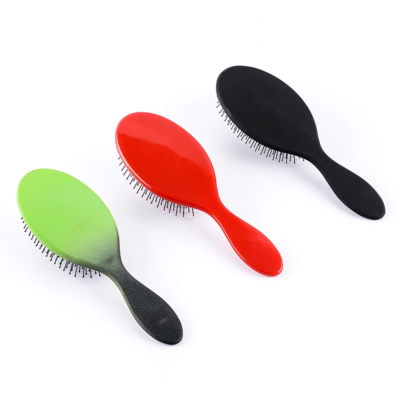 Quality Massage Paddle Nylon Ball Tipped Bristles 22.5cm Air Cushion Plastic Hairbrush with Black Cushion
