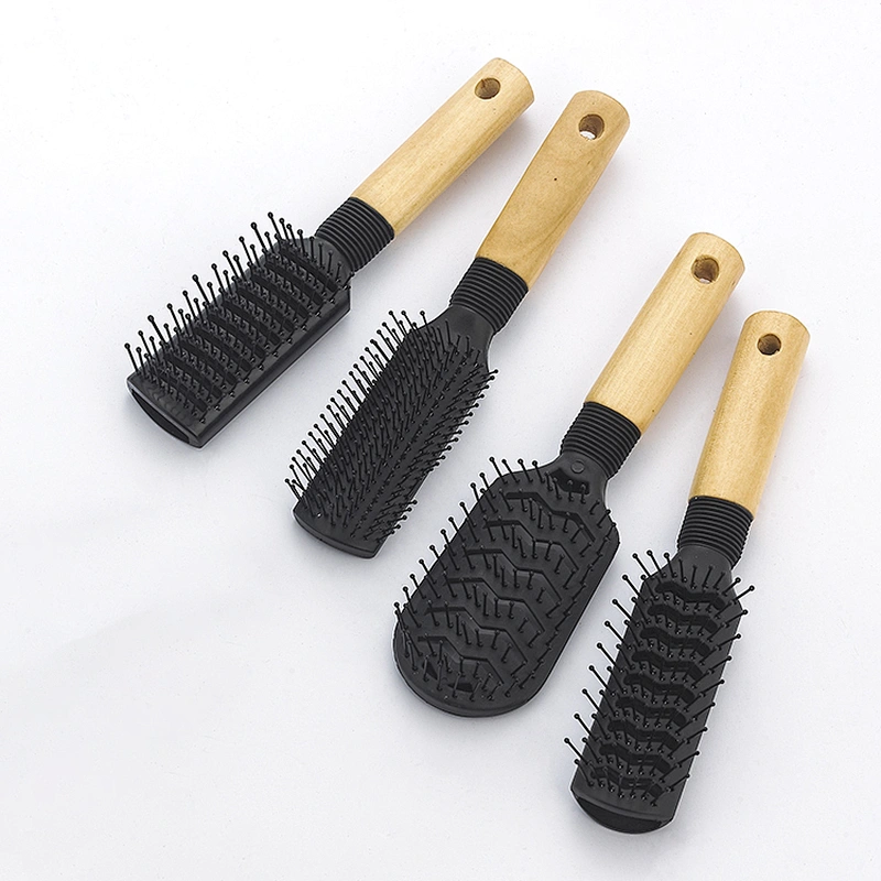 Custom wood styling brush hairdresser hair dryer plastic massage brush