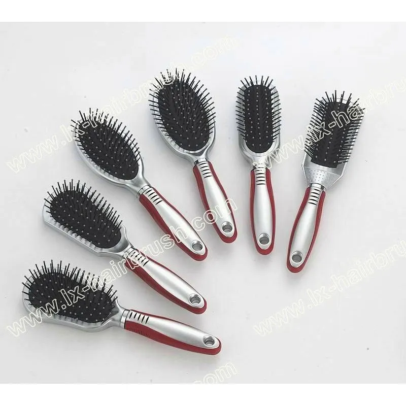 F-E handle plastic cushion hairbrush set
