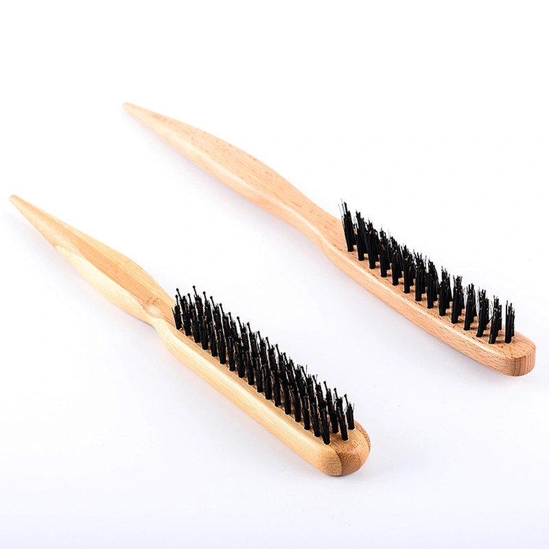 100% Natural Boar bristles Teasing Wood Hair Brush with Tail Handle