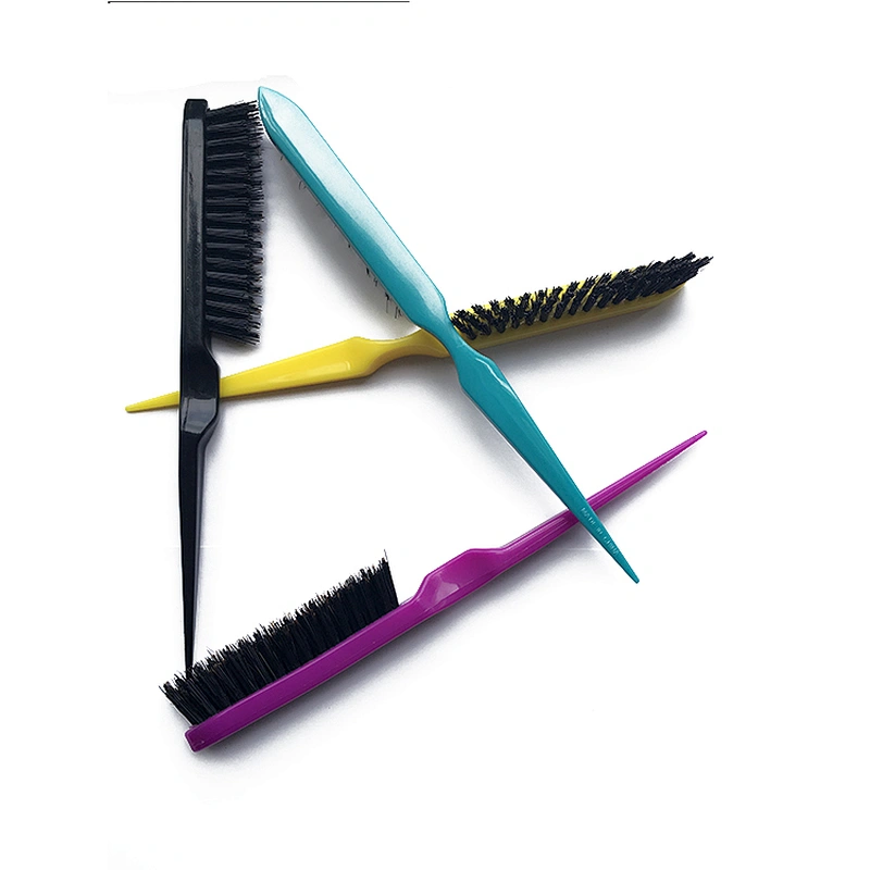 Various colors available 3 row mixed boar bristle back combing teasing hair brush teasing comb