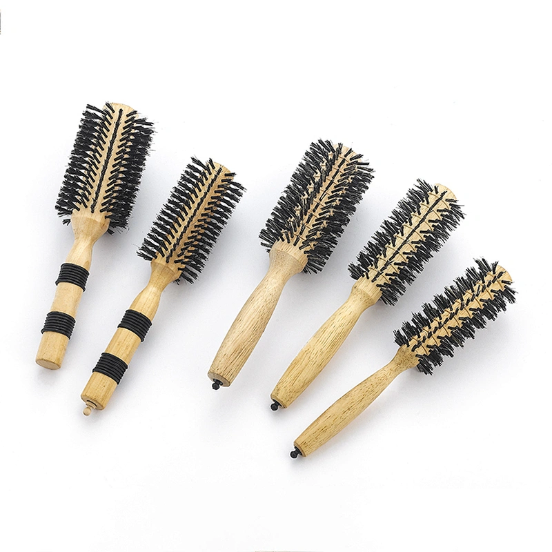 Custom round hair hand brush hairdresser styling brush bristle brush