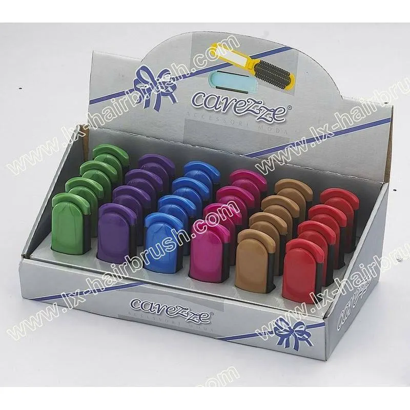Foldable mirror hair brush set,18pcs/set/paper display box