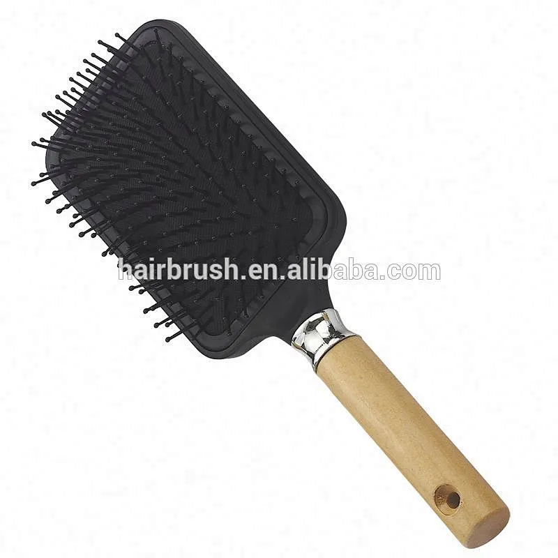 New Detangling wooden Hair Brush With Soft nylon bristle