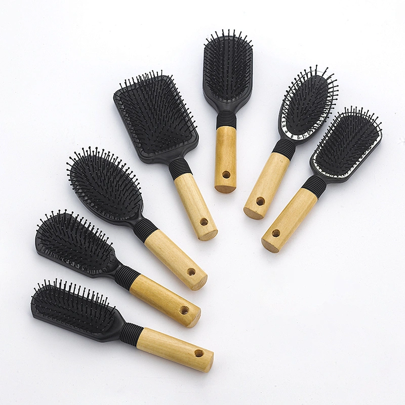 Custom wood styling brush hairdresser hair dryer plastic massage brush