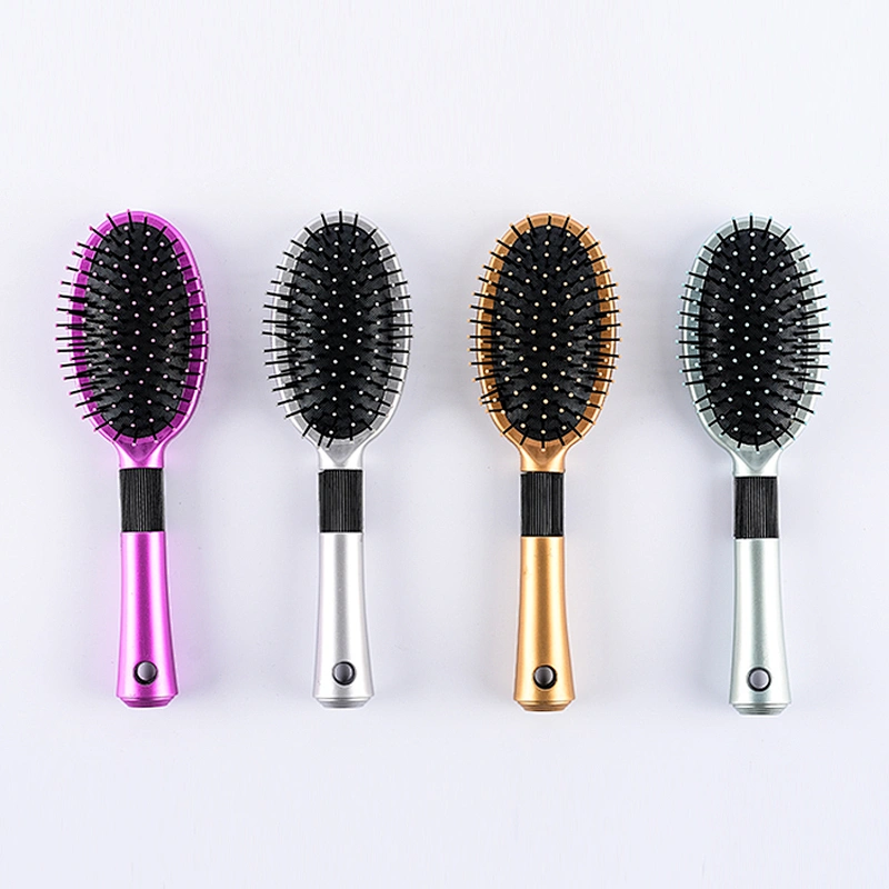 Professional different style 24pcs/set plastic massage hairbrush set with iron display rack