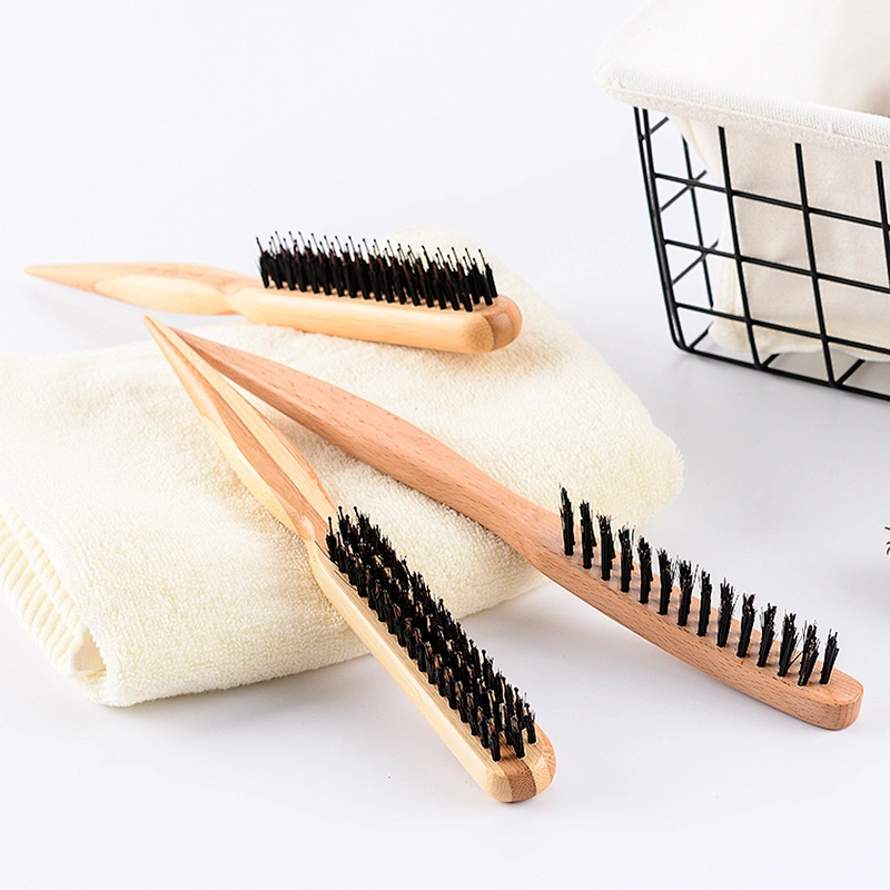 100% Natural Boar bristles Teasing Wood Hair Brush with Tail Handle
