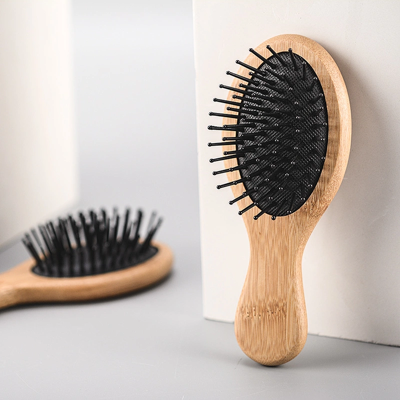 kids cosmetics brush bamboo baby brush wooden round cushion massage hairbrush wholesale