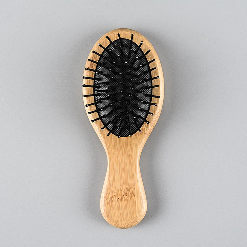 kids cosmetics brush bamboo baby brush wooden round cushion massage hairbrush wholesale