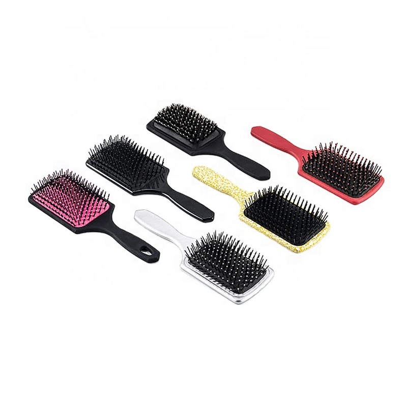 Home care plastic paddle brush custom plastic massage brush detangling hairbrush with nylon bristle