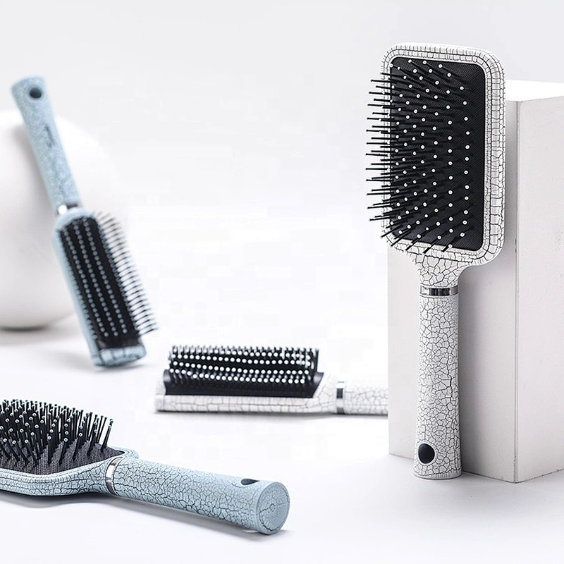 Marble texture coating hair brush fashion crack paddle brush scalp massage brush