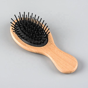 compact brush travel set eco-friendly wooden baby brush nylon soft bristle customize laser logo hair brush for kids