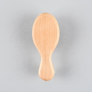 compact brush travel set eco-friendly wooden baby brush nylon soft bristle customize laser logo hair brush for kids