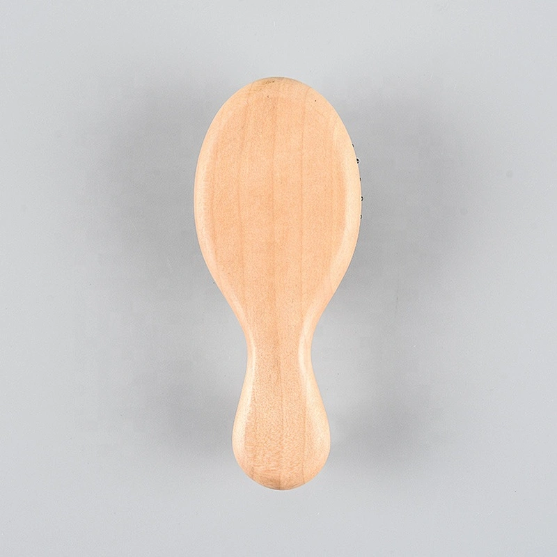 compact brush travel set eco-friendly wooden baby brush nylon soft bristle customize laser logo hair brush for kids