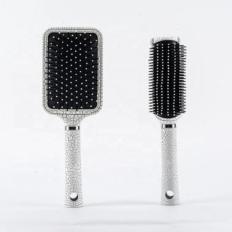 Marble texture coating hair brush fashion crack paddle brush scalp massage brush