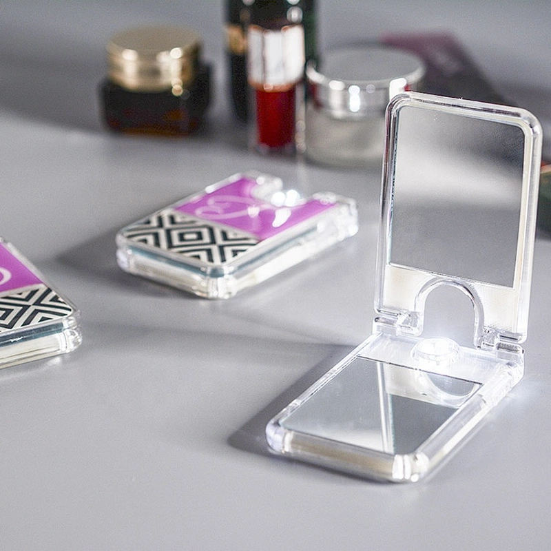 hot sale folding makeup mirror led light makeup mirror flexible pocket mirror with light
