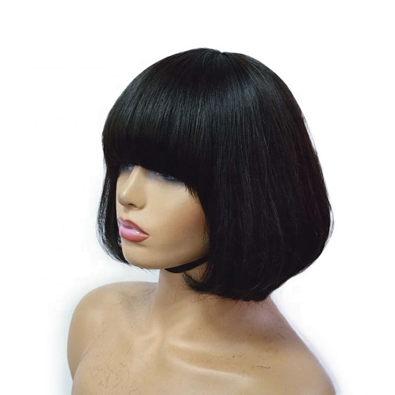 Chinese raw virgin human hair wigs fringe bang bob wig wholesale