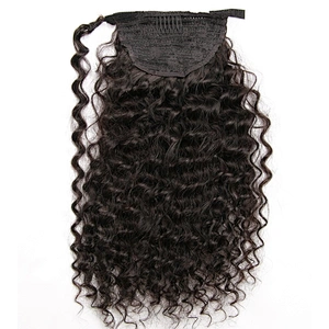 Wholesale Price Peruvian Virgin Deep Curly Ponytail Human Hair Extension