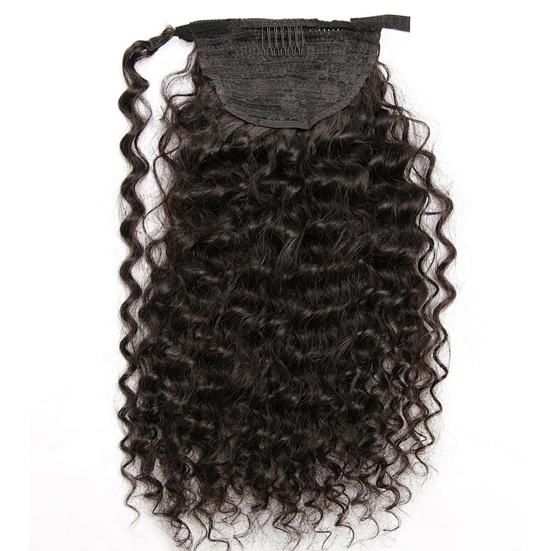 Wholesale Price Peruvian Virgin Deep Curly Ponytail Human Hair Extension
