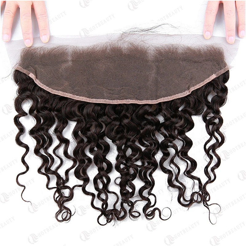 Hot Beauty Hair Peruvian Human Hair Water Wave Human Hair Frontal Closure For Women