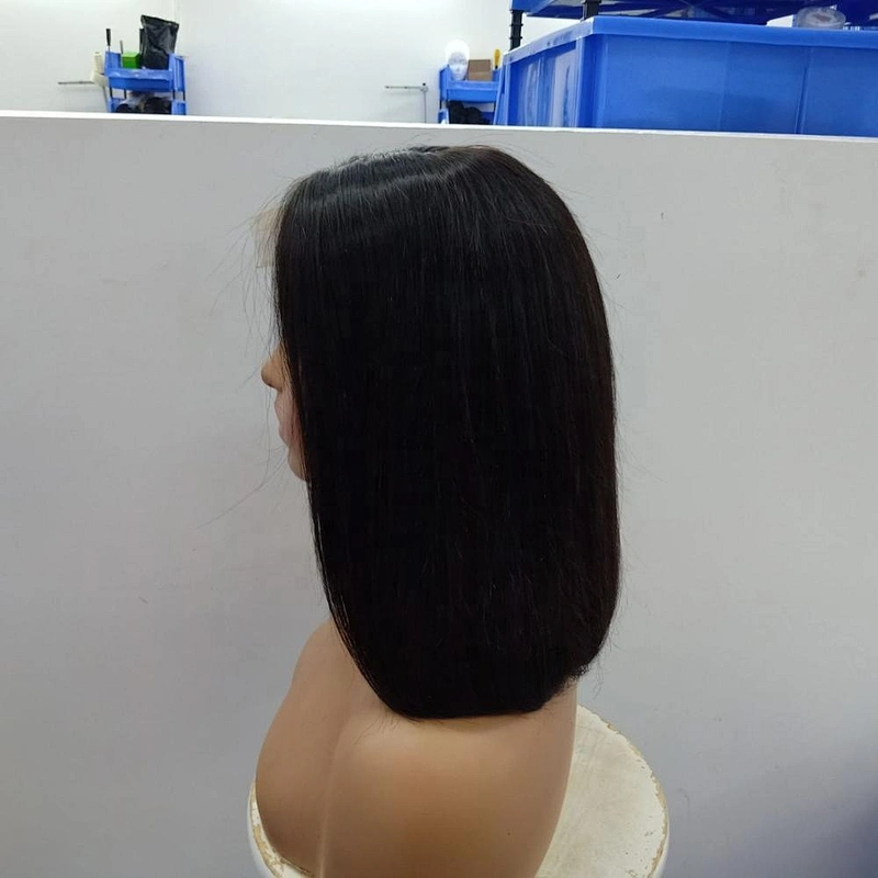 100% Virgin Silky Staight Closure Wig 10inch to 14inch Glueless Human Hair Bob Wig Blunt Cut