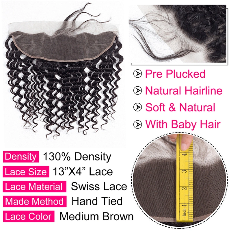 Hot Beauty Hair Ear To Ear Deep Wave Frontal Virgin Human Hair Frontal Cuticle Aligned Hair Lace Frontal
