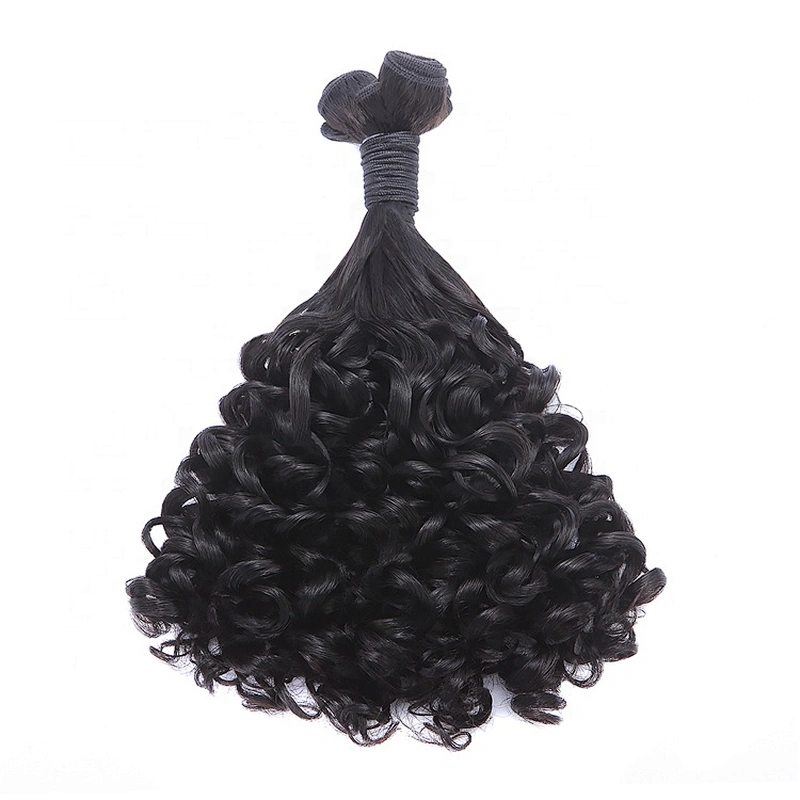 Super Double Drawn Hair Weft Unprocessed Curly Funmi Virgin Human Hair Bundles For Women