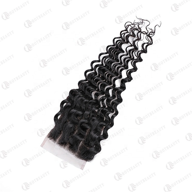 Hotbeauty Hair Cambodian Virgin Human Hair 4x4deep Wave Three Part Lace Closure