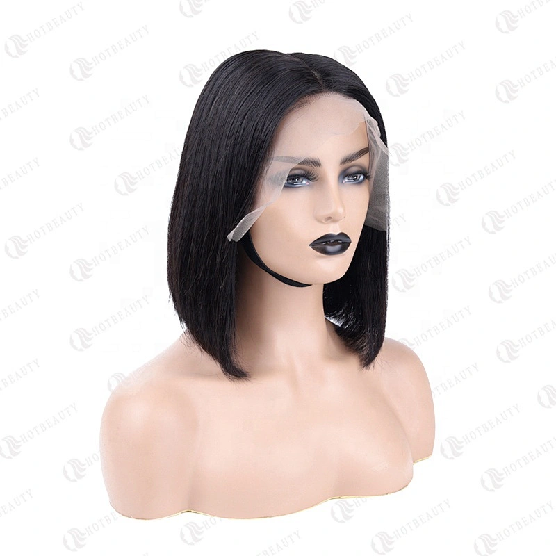 Wholesale High Quality Raw Virgin Human Cuticle Aligned Hair 13*6 Lace Frontal Bob Wig Straight In Natural Black For Women