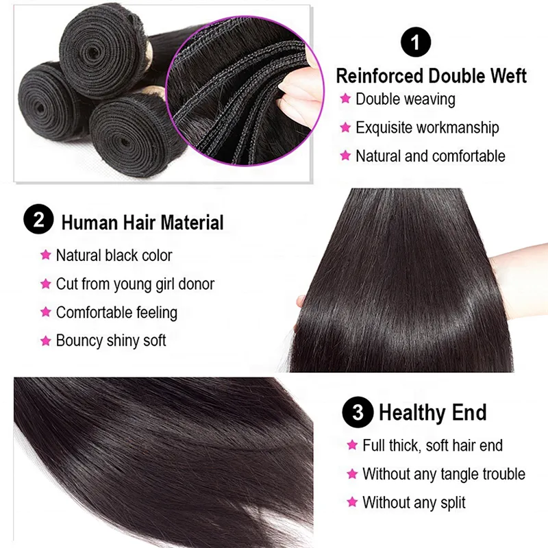 Hot Beauty Hair Straight 10a High Quality Full End Brazilian Mink Hair Bundles Closure Bundles Vendors