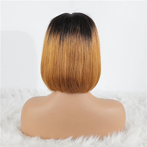 Hot Beauty Hair 13x6 Lace 1b/brown Brazilian Straight Short Bob Wigs Human Hair Lace Frontal Closure Wigs