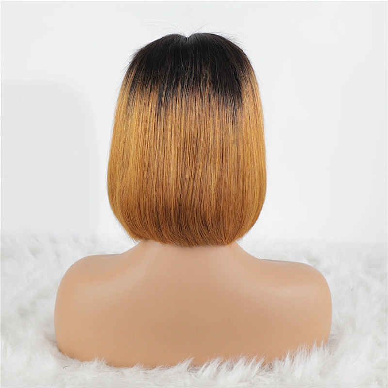 Hot Beauty Hair 13x6 Lace 1b/brown Brazilian Straight Short Bob Wigs Human Hair Lace Frontal Closure Wigs