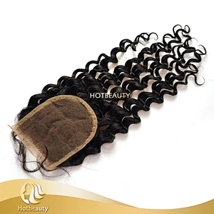 Guangzhou Hot Beauty Hair high grade deep curly brazilian virgin hair lace closure