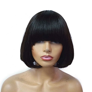 Chinese raw virgin human hair wigs fringe bang bob wig wholesale