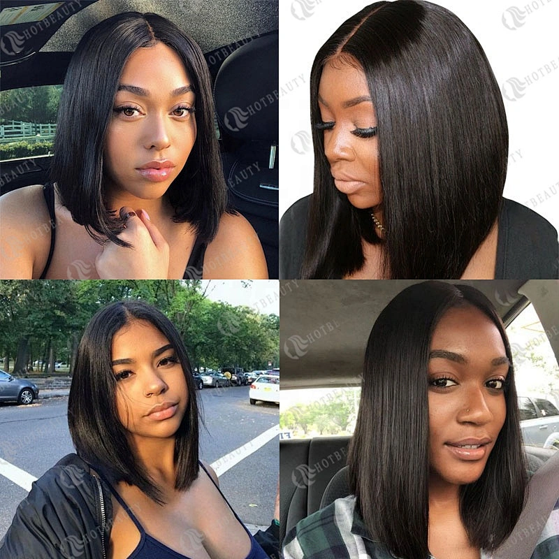 Hotbeauty Hair Wholesale Super Double Drawn Natural Color Closure Bob Wig Virgin Human Hair