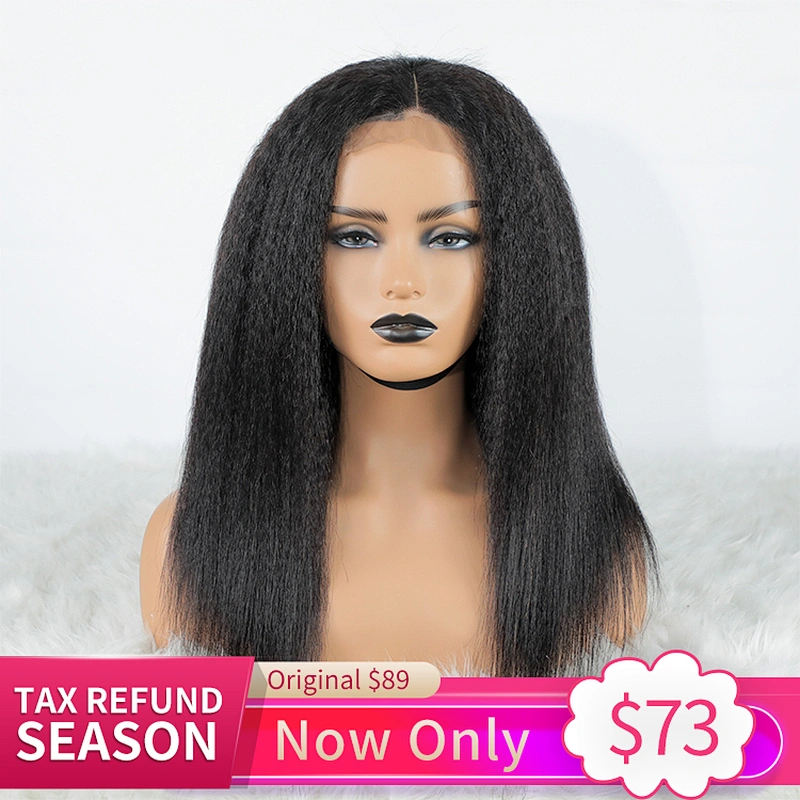Hot Beauty March Expo Wig Kinky Straight Human Hair Wigs Lace For Black Women