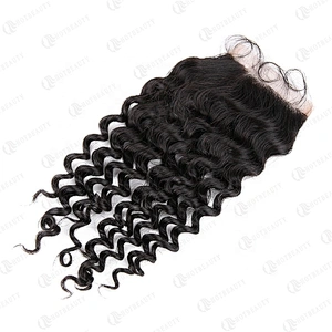 HB Undetectable Thin Top Closure Deep Curly African Hair 4x4 Lace Front Closure Deep Wave In Cheap Rate