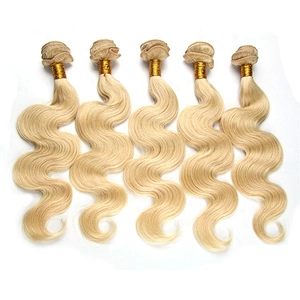 Wholesale 613# Blonde Color Virgin Human Body Wave Remy Russian Hair Weave no shedding no tangle